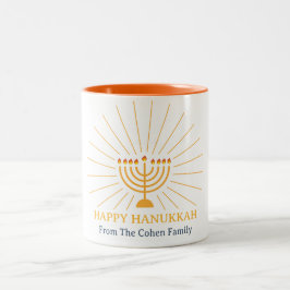 Kärlek och ljus | Enkel Lycklig Hanukkah-familj Två-Tonad Mugg