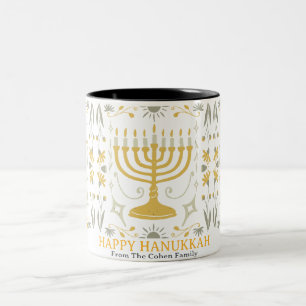 Kärlek och ljus Enkel Lycklig Hanukkah-familj Två-Tonad Mugg