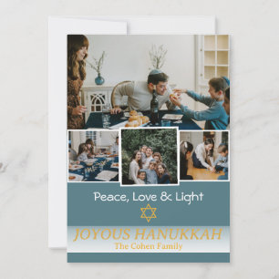 Kärlek och ljus Fotokollage för familjen Hanukka Julkort