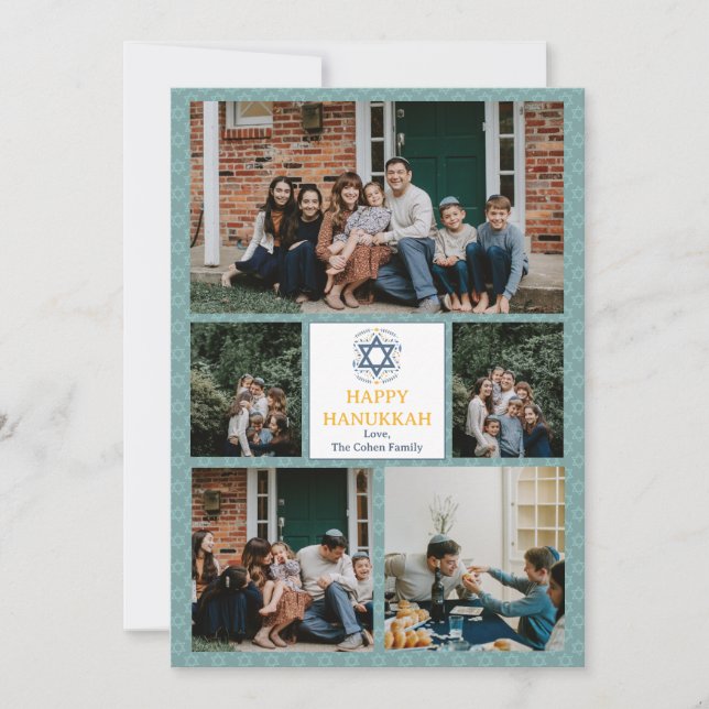 Kärlek och ljus | Fotokollage för familjen Hanukka Julkort (Framsida)