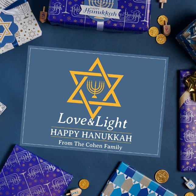 Kärlek och ljus | Fotokollage för familjen Hanukka Julkort (Skapare uppladdad)