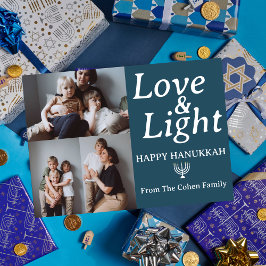 Kärlek och ljus | Fotokollage för familjen Hanukka Julkort