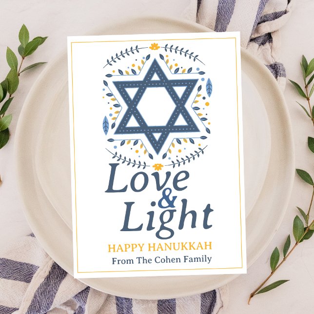 Kärlek och ljus | Fotokollage för familjen Hanukka Julkort (Skapare uppladdad)
