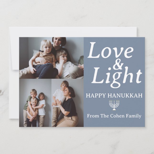 Kärlek och ljus | Fotokollage för familjen Hanukka Julkort (Framsida)
