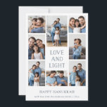 Kärlek och ljus | Hanukah för flera fotofamiljer Julkort<br><div class="desc">Den här eleganten står det i det moderna Hanukkah-kortet "Kärlek and Light" och har åtta av din familj eller andra foton i ett enkelt,  minimalistiskt rutnät.</div>