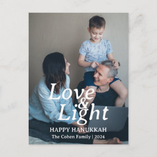 Kärlek och ljus   Hanukkah familj Ett foto Helg Vykort