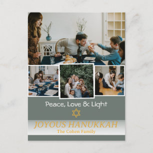Kärlek och Ljus   Hanukkah familjefoto Collage Helg Vykort