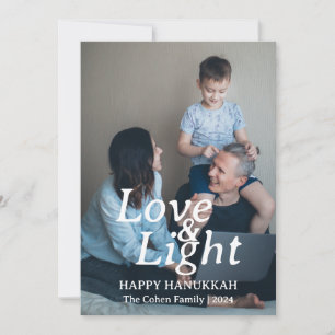 Kärlek och ljus Hanukkah-familjen Ett foto Julkort