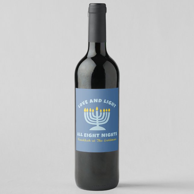 "Kärlek och ljus" judisk åtta natten i Hanukkah Vinflaska Etikett (Skapare uppladdad)