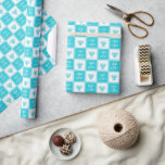 Kärlek och ljus | Modern Hanukkah Menorah Presentpapper<br><div class="desc">Lägg dina Hanukkah-gåvor i stil med denna vackra,  pappra omslutning! Utformningen har omväxlande ljusa turkos och vita fyrkanter med turkos-menorah-illustrationer och "Kärlek och ljus" i modern vit blockering.</div>