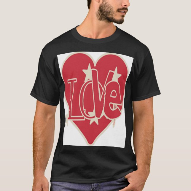 kärlek och lycklig t shirt (Framsida)