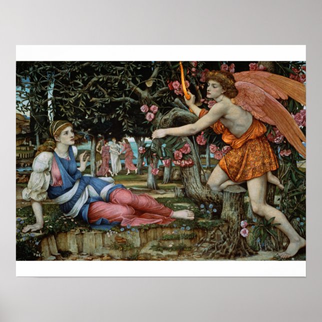 Kärlek och Maiden (olja på canvas) Poster (Framsidan)