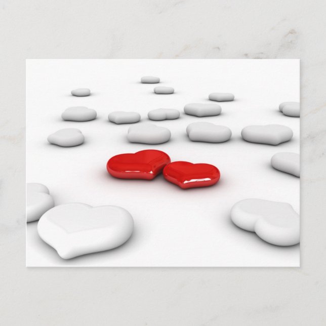 Kärlek och många hjärtor vykort (Framsida)