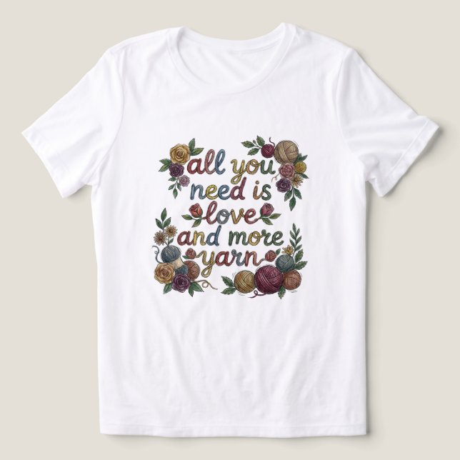 Kärlek Och Mer Garn  T Shirt (Design Framsida)