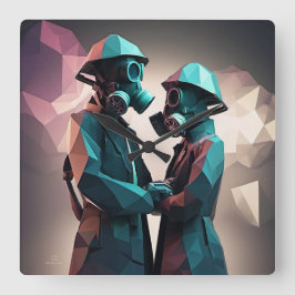 KÄRLEK OCH MOTSTÅND Isometrisk lågpolkatalog Fyrkantig Klocka