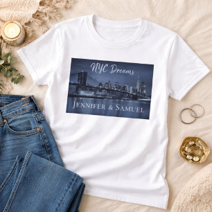 Kärlek och Oförglömliga Minnen NYC Siluett Par T Shirt