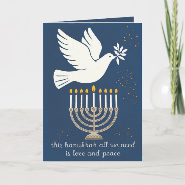 Kärlek och Peace Simple Classic och Elegant Hanukk Helgkort (Framsida)