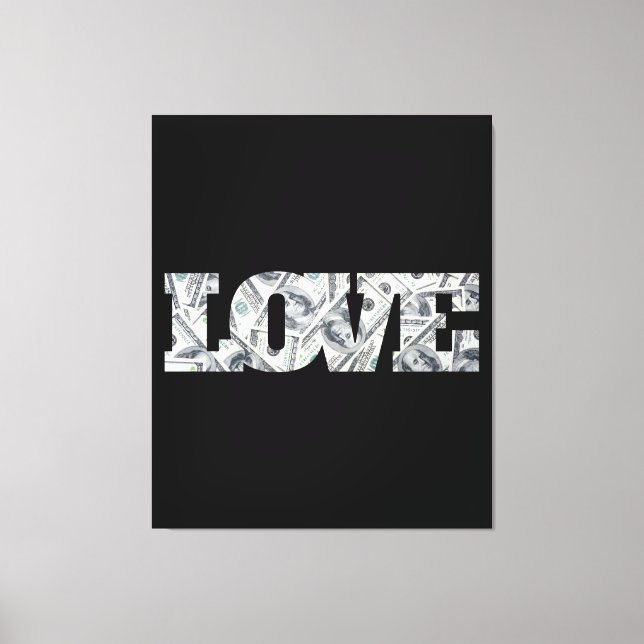 Kärlek och penningväggskonst canvastryck (Framsida)