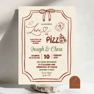 Kärlek och Pizza Coquette Italienskt par Shower Inbjudningar
