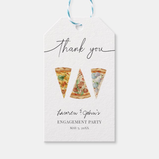 Kärlek och pizza förlovningsfest presentetikett (Framsidan)