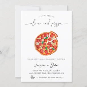 Kärlek och Pizza-Förlovningsfesten Inbjudningar