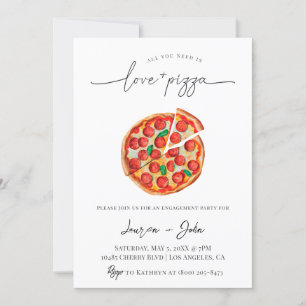 Kärlek och Pizza-Förlovningsfesten Inbjudningar