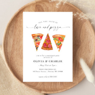 Kärlek och Pizza-Förlovningsfesten Inbjudningar
