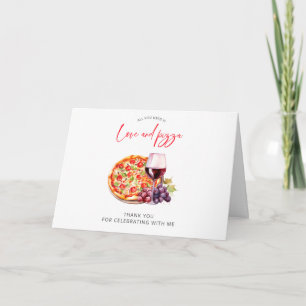 Kärlek och Pizza Möhippa Tack Kort