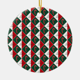 Kärlek och Polkagrisar Julgransprydnad Keramik