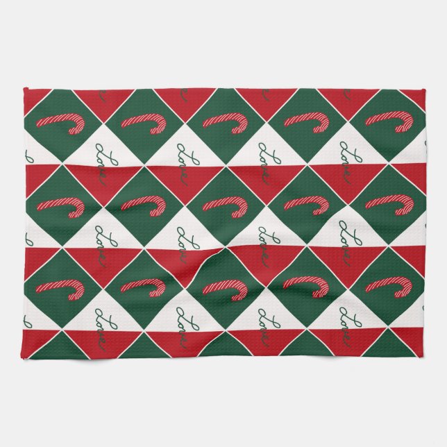 Kärlek och Polkagrisar Kökshandduk (Horisontell)