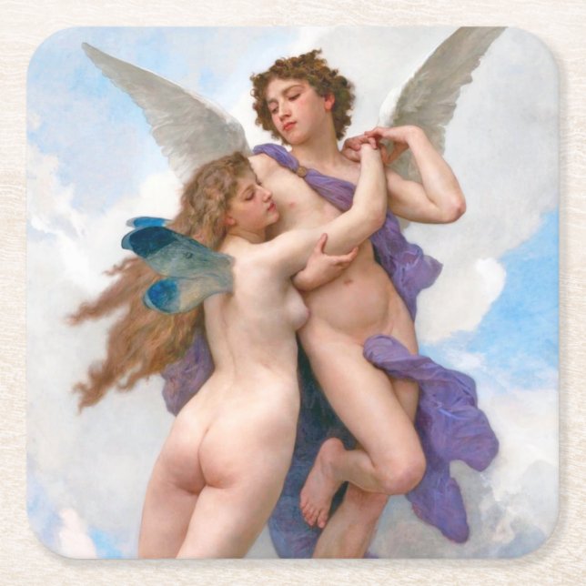 Kärlek och Psyche, Bouguereau Underlägg Papper Kvadrat (Framsidan)