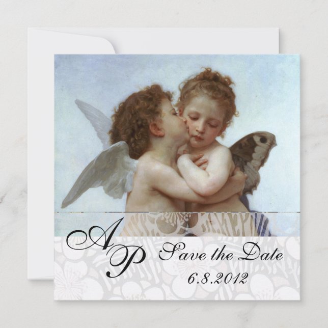 Kärlek och Psyche som Children Bröllopsfest Monogr Inbjudningar (Framsida)