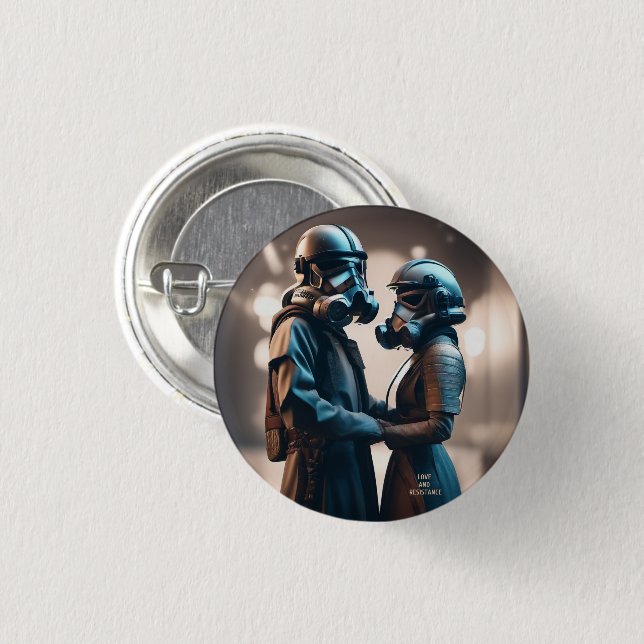 KÄRLEK OCH RESISTANCE Cine-scope 2 PIN-knappmärke Knapp (Framsida & baksida)