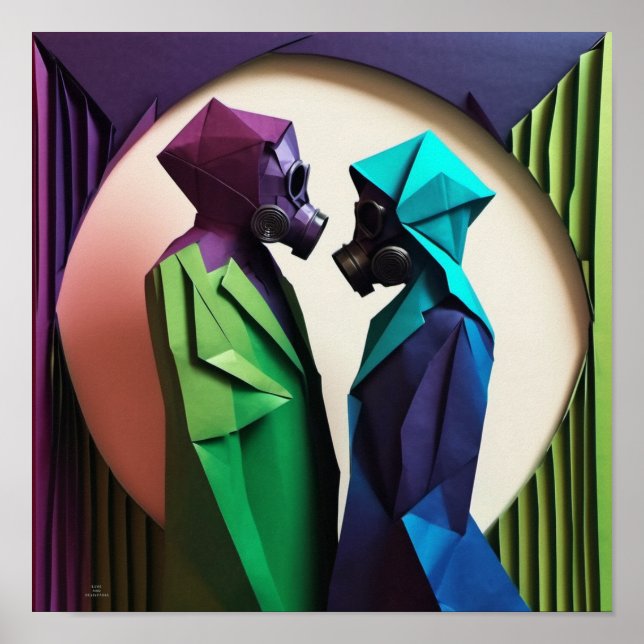 KÄRLEK OCH RESISTANCE Origami Vibrant Poster (Framsidan)