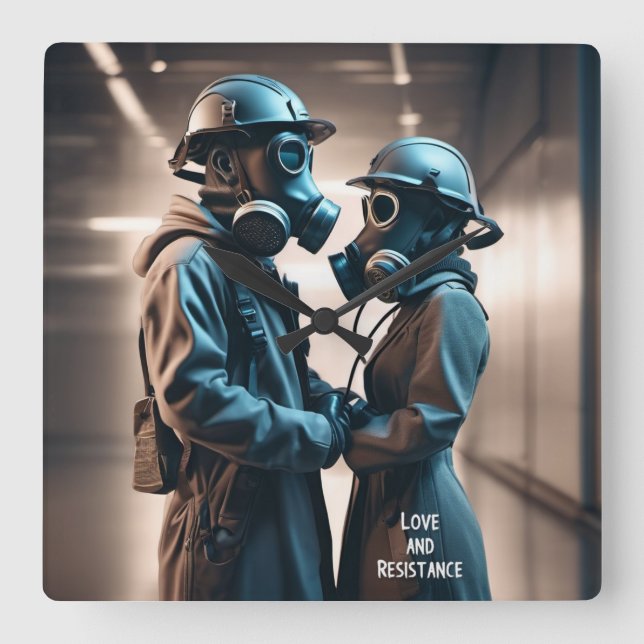 KÄRLEK OCH RESISTANS Cine scope Fyrkantig Klocka (Framsida)