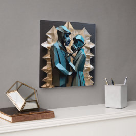 KÄRLEK OCH RESISTANS Origami 3 Fyrkantig Klocka