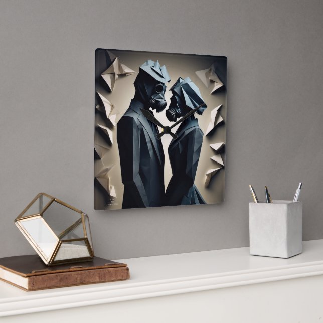 KÄRLEK OCH RESISTANS Origami Fyrkantig Klocka (Kontor)