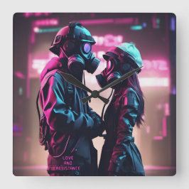 KÄRLEK OCH RESISTENS framtida räckvidd 2 Fyrkantig Klocka