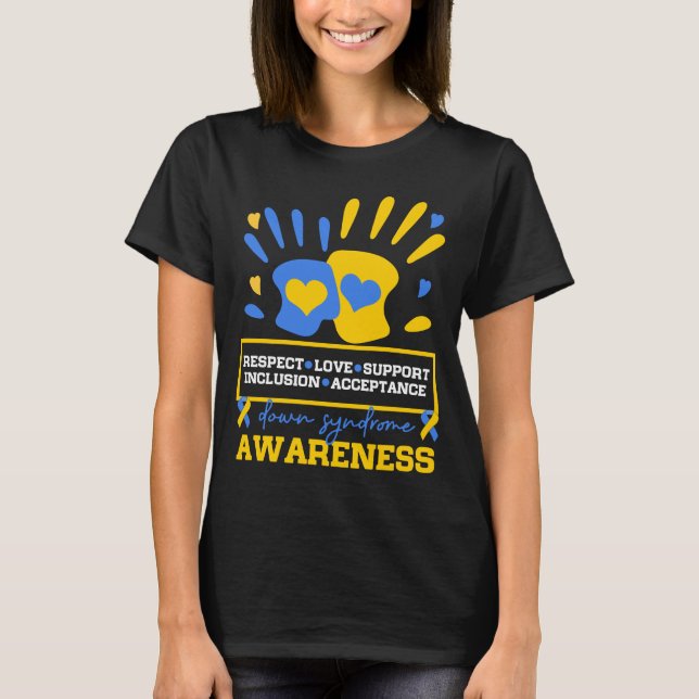 Kärlek och Respect söt World down syndrome T Shirt (Framsida)