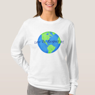 Kärlek och Respekt Earth Globe Blue Grönt T Shirt