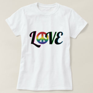 Kärlek och Retro fredsymbolHippy Tee Shirt