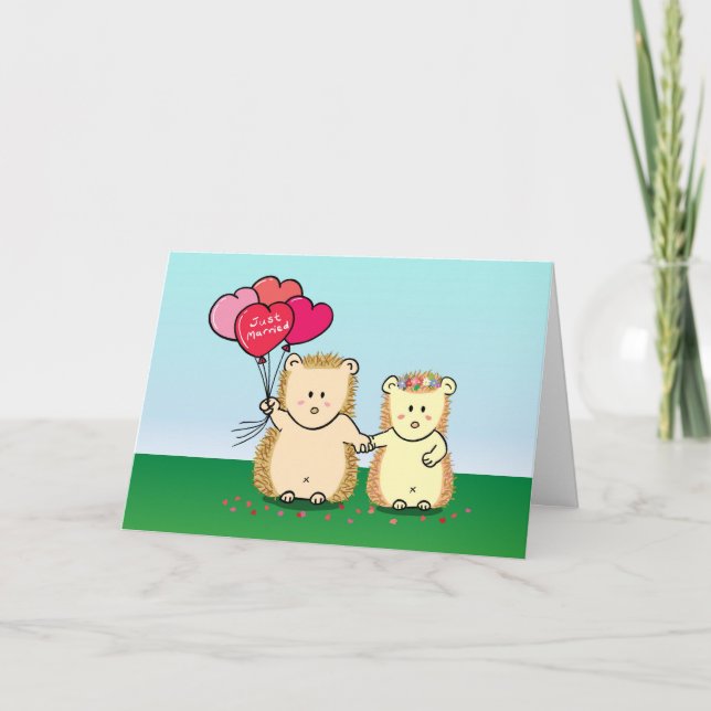 Kärlek och Romantik - Cute Hedgehog-par med hjärta Kort (Framsida)