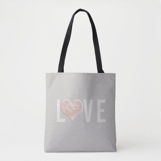 KÄRLEK och Rosa Heart | Tote Bag Tygkasse (Framsida)