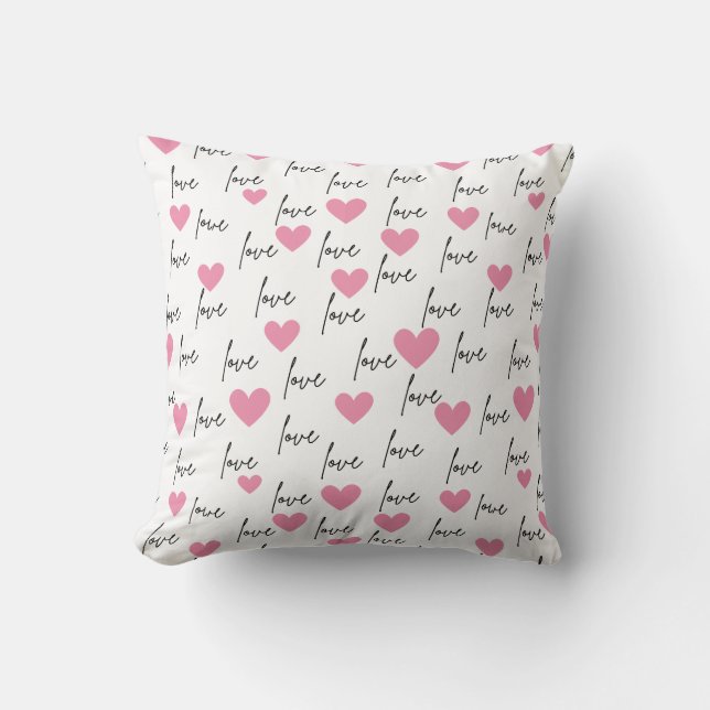 Kärlek och Rosa Hearts Kudde (Framsida)