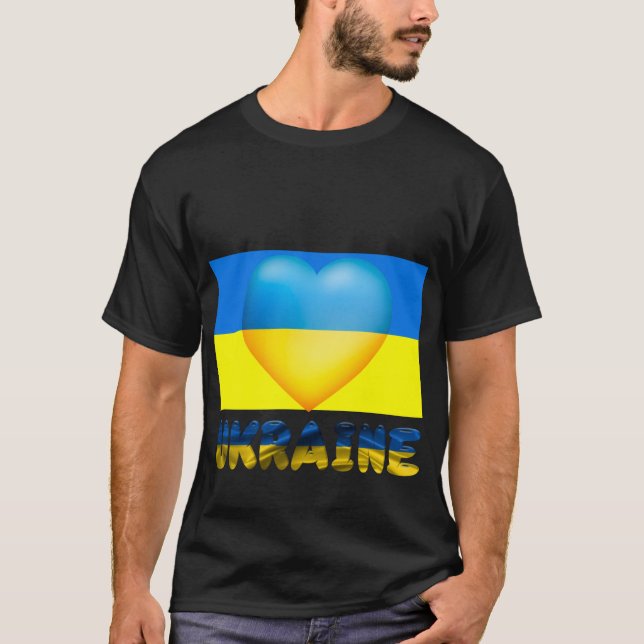 Kärlek och Säkra Ukraina Flagga T Shirt (Framsida)