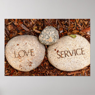 Kärlek och Service - Andlig Religiösa Stones Poster