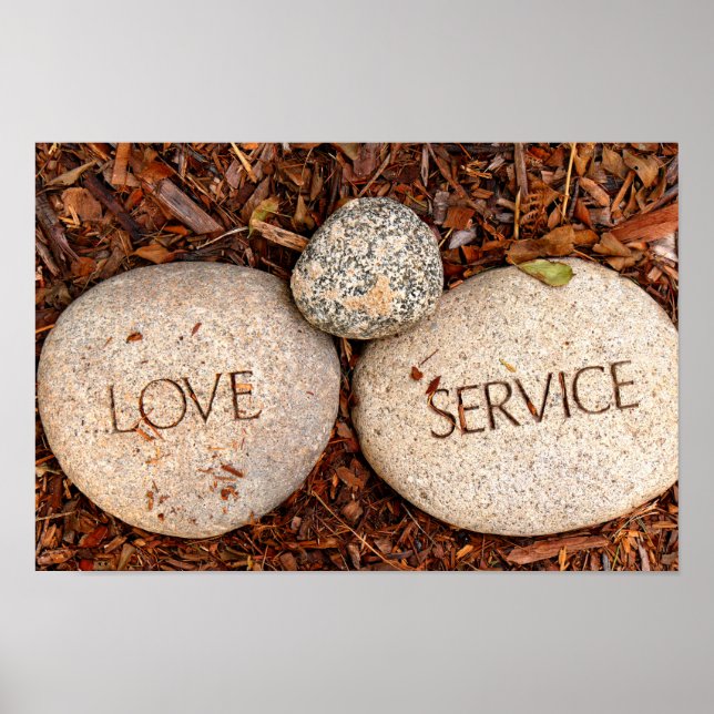 Kärlek och Service - Andlig Religiösa Stones Poster (Framsidan)