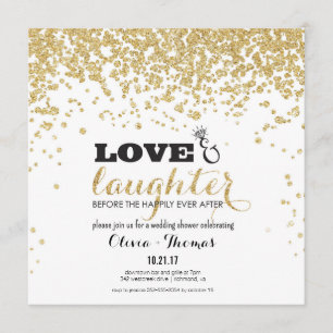 Kärlek och Skratt Guld Glitter Möhippa Inbjudan