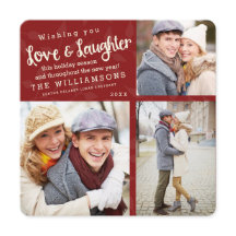 Kärlek och skratt Holiday Photo Card / Röd