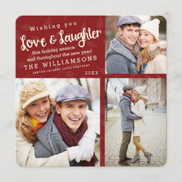 Kärlek och skratt Holiday Photo Card / Röd Julkort